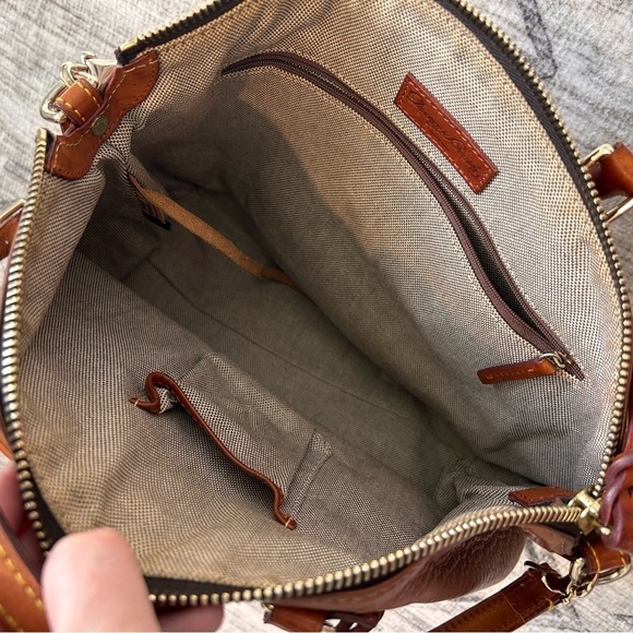 Vtg Dooney & Bourke Juliette Satchel Shoulder Bag All Weather + Vachetta Brown - Picture 7 of 13